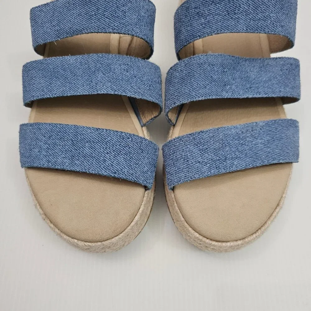 Eileen Fisher Mayla Espadrille Sandal Womens 10 Denim Jute Platform Slide